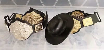 WWE BELTS X 4 Plus Undertakers Hat * JAKKS PACIFIC WRESTLING BUNDLE * Accessorie • £5