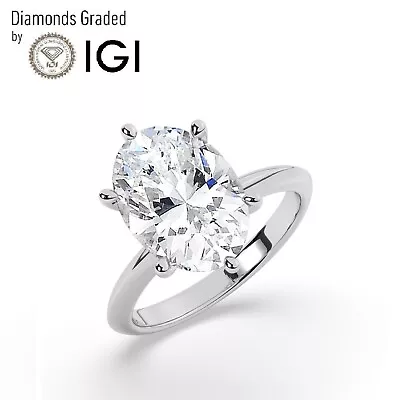 IGI H/VS1 5CT Solitaire Lab-Grown Oval Diamond Engagement Ring 18K White Gold • $3082