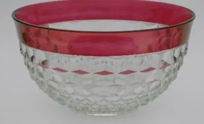 Vintage Indiana Glass Ruby Flash Rim Whitehall Punch Bowl 13  • $50