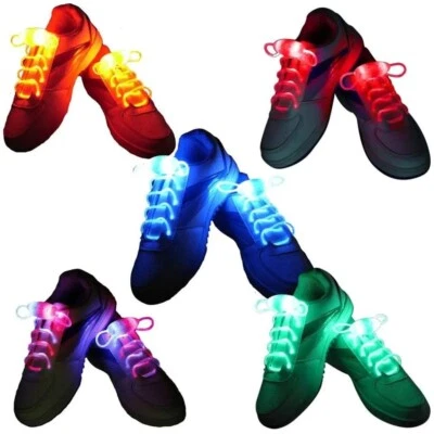 £9.99 • Buy Pair Of LED Light Up Shoe Laces Festivals Parties Raves Flash Disco Running Gift