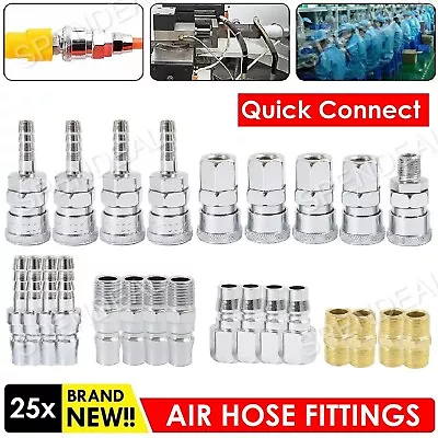 Air Hose Fittings Nitto Type Male Female Barb Coupler Compressor Kit Tools • $25.99