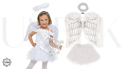 £5.99 • Buy Kids Nativity White Angel / Fairy Wings, Halo & Tutu - Christmas Fancy Dress 