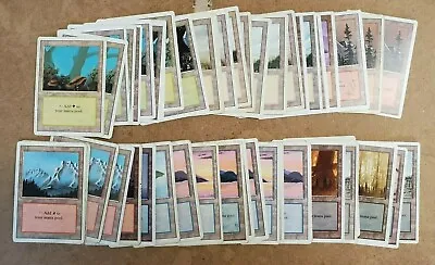 Vintage Basic Land MTG Magic Lot 50 Cards White Border No Set Symbols • $21.98