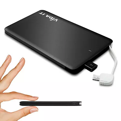 Slim Power Bank Portable Battery Pack For Mobile Phone Tablet PC Universal Black • £16.99