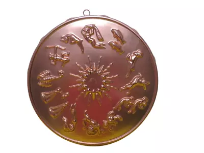 Vintage Copper Jelly Mold Embossed Astrology Zodiac Signs 12 Cups Wall Hanging • £9.16