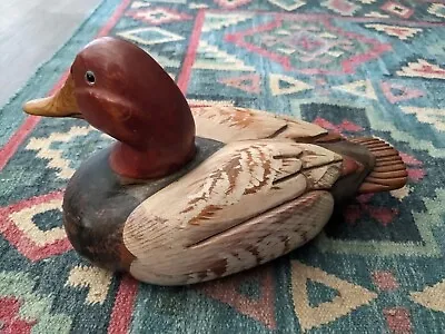 Vintage Canvasback Wood Duck Decoy Creative Wood Carvings Fountain Valley CA • $40