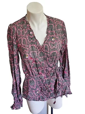 Gorgeous ODD MOLLY Light Cotton Print Wrap Top Size 1 XS 8 Floral Pink  • $40