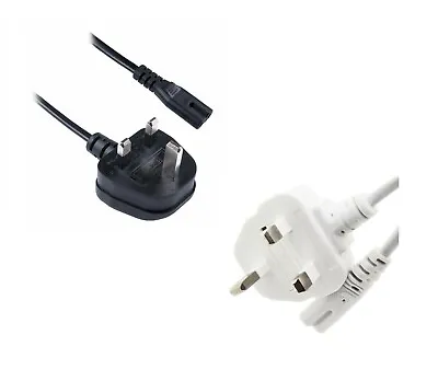 0.5m 1m 1.5m 2m 3m 5m IEC C7 Figure Of 8 Mains Power Cable Lead To UK Plug • £11.40