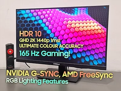 27  1440p QHD 2K IPS 165Hz 1ms Monitor ✅ HDR 10 ✅ AMD FreeSync ✅ Nvidia G-SYNC • £125