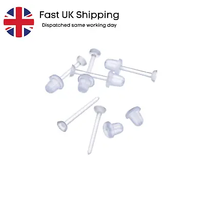 Clear Plastic Stud Earrings Invisible Nylon Ear Retainers Clear Earring 20 Pairs • £3.99