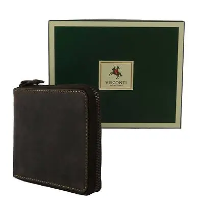 Men's Quality Leather Zip Around Wallet From Visconti; Hunter Collection Oile • $44.88