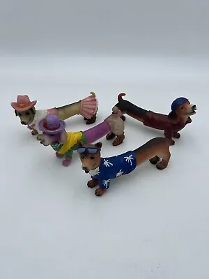 Lot 4 Dressed Up Dachshunds Hot Dogs Cowgirl | Baseball  | Surfer | Lady Resin • $24.90