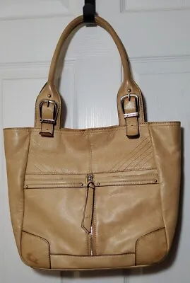 B Makowsky Pebbled Leather Handbag Soft Beige Purse Shoulder Bag Tote • $15