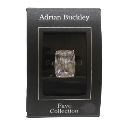£15.99 • Buy Adrian Buckley Silver Ring Pave Collection Square Crystal Small Ladies Jewellery