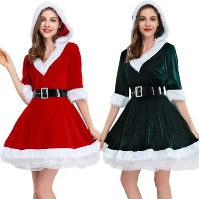 £19.37 • Buy Womens Christmas Fancy Dress Mrs Santa Claus Xmas Dress Cosplay Costume Outfit