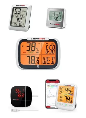 ThermoPro Indoor Thermometer Digital Thermal Hygrometer Room Climate Control LED • £12.18