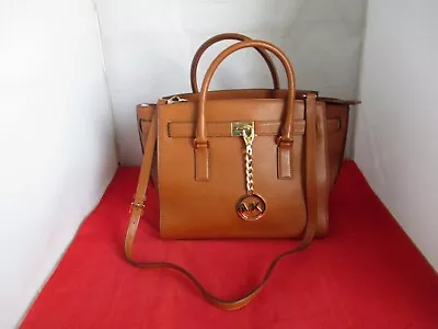 Michael Kors Hamilton Traveler LG Leather Satchel Shoulder Bag $398 Luggage #021 • $110.49
