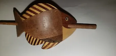 Vintage Wood Marquetry Fish Hair Barrette Slide With Stick • $21.60