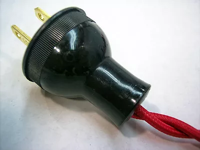 Round Vintage Antique Style BLACK  Electrical Plug For Lamp Cord Fan Steampunk  • $3.95