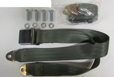 Vintage Lap Seat Belts (2) With Mounting Kit : Military Olive Drab Green74  • $65.75