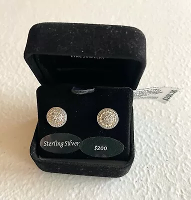 R.H. Macy And Co Fine Jewelry Bridge Diamond Earrings Sterling Silver 1/10 CTTW • $39.99