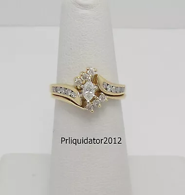 1/2CT Marquise Cut Diamond Engagement Wedding Ring Bridal Set 14K Yellow Gold • $449.99