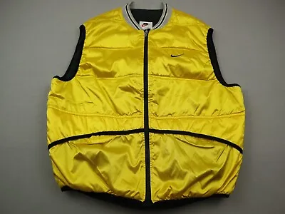 Vintage 90s Nike Vest Men XL Yellow Sleeveless Puffer Jacket Full Zip Pockets • $69.99