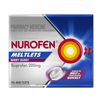$49.95 • Buy Nurofen Meltlets Pain Relief Berry Burst 200mg Ibuprofen 96 Pack-Headache Relief