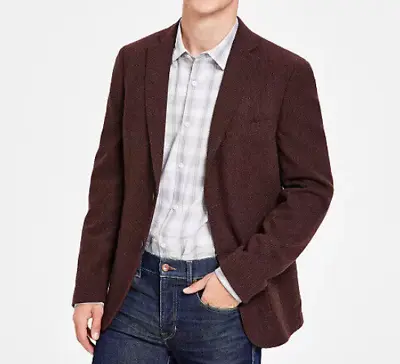 Calvin Klein Men's 38R Wool Slim-Fit Textured Sport Blazer Jacket Rust Red • $59.99