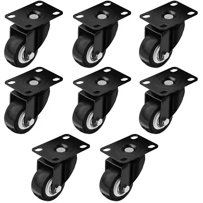 8 Pack 2  Heavy Duty Caster Swivel Wheel Polyurethane Top Plate & Bearing BLACK • $19.99