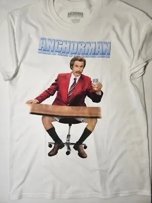 Anchorman T-Shirt Men’s Large White Movie Film Cotton Graphic Crew Neck Tee NEW • $25.25