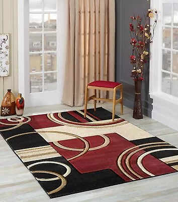 Carpetas Alfombras Para Sala De Casa Habitacion Moderna Rojo Beige 5” X 7” • $125.99