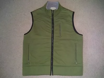 J.Crew Men's Fleece Vest Green W/ Thick Gray Fleece Lined Outdoor Layer Size XL • $12.29