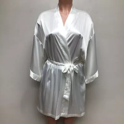 Victorias Secret Womens Robe Ivory Bride Belted Rhinestone Kimono Solid One Size • $18.39