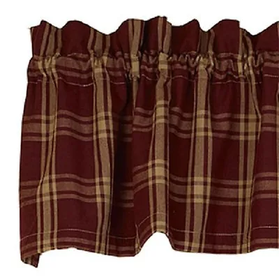 Country Primitive Classic Burgundy Valance Farmhouse Cabin NEW • $17.49