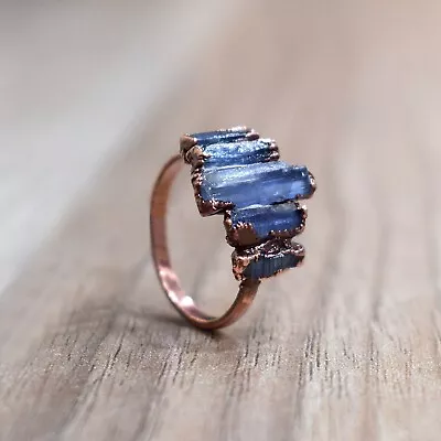 Natural Blue Kyanite Gemstone Handmade Fashion Design Statement Ring Jewelry • $16.30