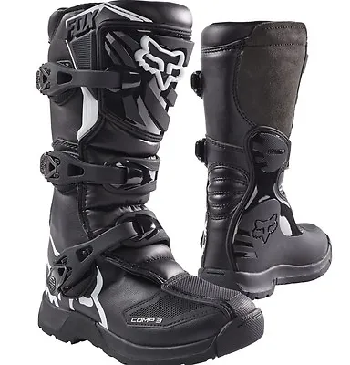 Fox Racing Youth COMP 3 Boots MX SX ATV Off Road Black Kids Youth Dirtbike • $269.69