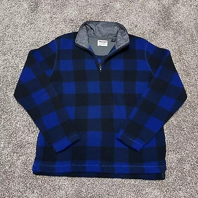 Wrangler Sherpa Quarter Zip Black Blue Plaid Mens Sz Medium M Outdoor Lumberjack • $29.95