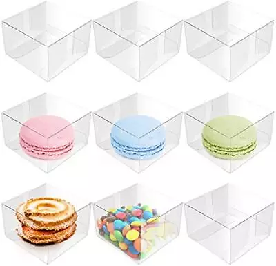 100 Pack Clear Macaron Boxes Plastic Favor Boxes 2.17  X 2.17  X 1.38  Bakery Bo • $21.18