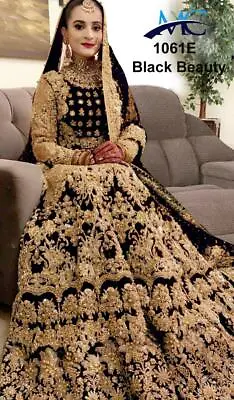 Black Wedding Wear Lehenga Mirror Pearl Work Lehenga Choli Indian Ethnic Bridal • $243.49