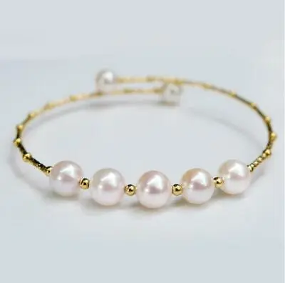 $26 • Buy Beautiful 6-7MM AAA Akoya Real Natural White Round Pearl Bracelet 7.5-8  