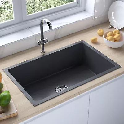 Handmade Kitchen Sink With Strainer Black Stainless Steel C7B0 • £177.59