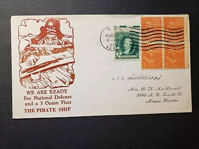 USS MISSISSIPPI BB-41 Naval Cover 1941 PIRATE SHIP Cachet #803 • $19.99