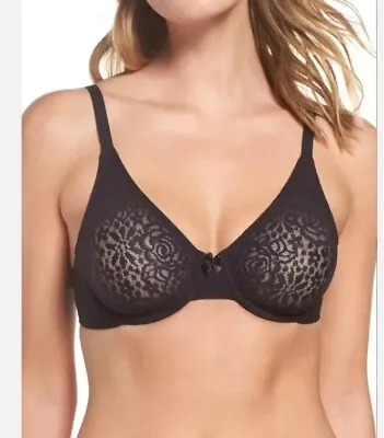 Wacoal Black Halo Molded Underwire Bra Women's US Size 34DDD 851205 Convertible  • $33