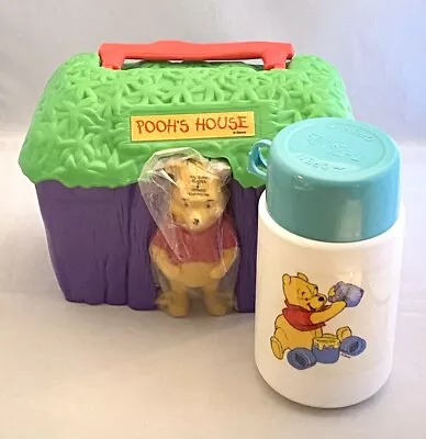 90's Retro DISNEY Pooh’s House Thermos Lunch Box W/Thermos & Original Oatmeal • $42.95