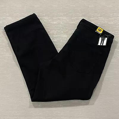 CAT Caterpillar Fleece Lined Black Canvas Work Pants Mens Size 36 X 30 Insulated • $29.95