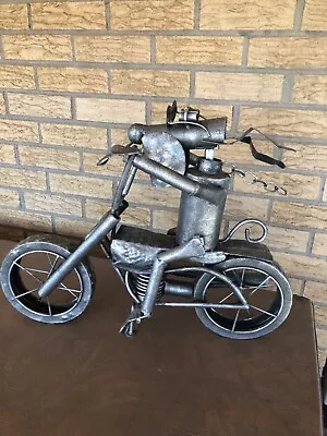 Cute Motorcyclist Gift Metal Sculpture Whimsical Great Gift • $25