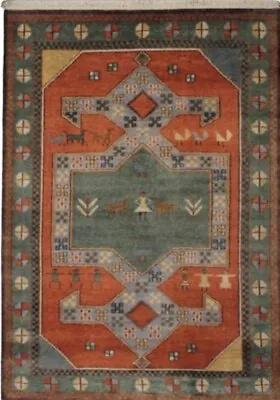 $795 • Buy Stunning Tribal Oriental Rug New Gabbeh Rust Hand /knotted Motifs New 4 X 6