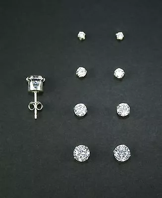 925 Sterling Silver Round Stud Set Of 4 Earrings (2mm 3mm 4mm And 5mm) • $9.99