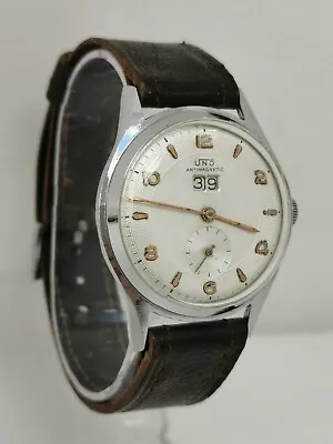 Vintage 1950s UNO Big Date 15J Swiss Mechanical Gents Wrist Watch Cal Venus 216  • $217.74